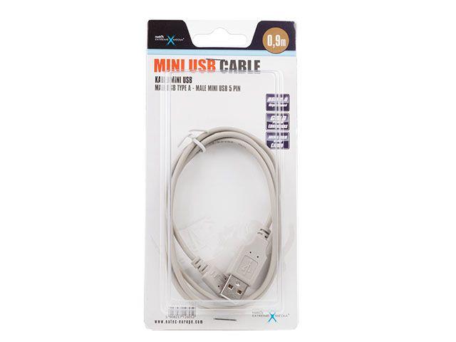 Natec kabel mini USB 2.0 AM/BM5P (CANON) feritovÃ½ 0.9m, ÄernÃ½, blister
