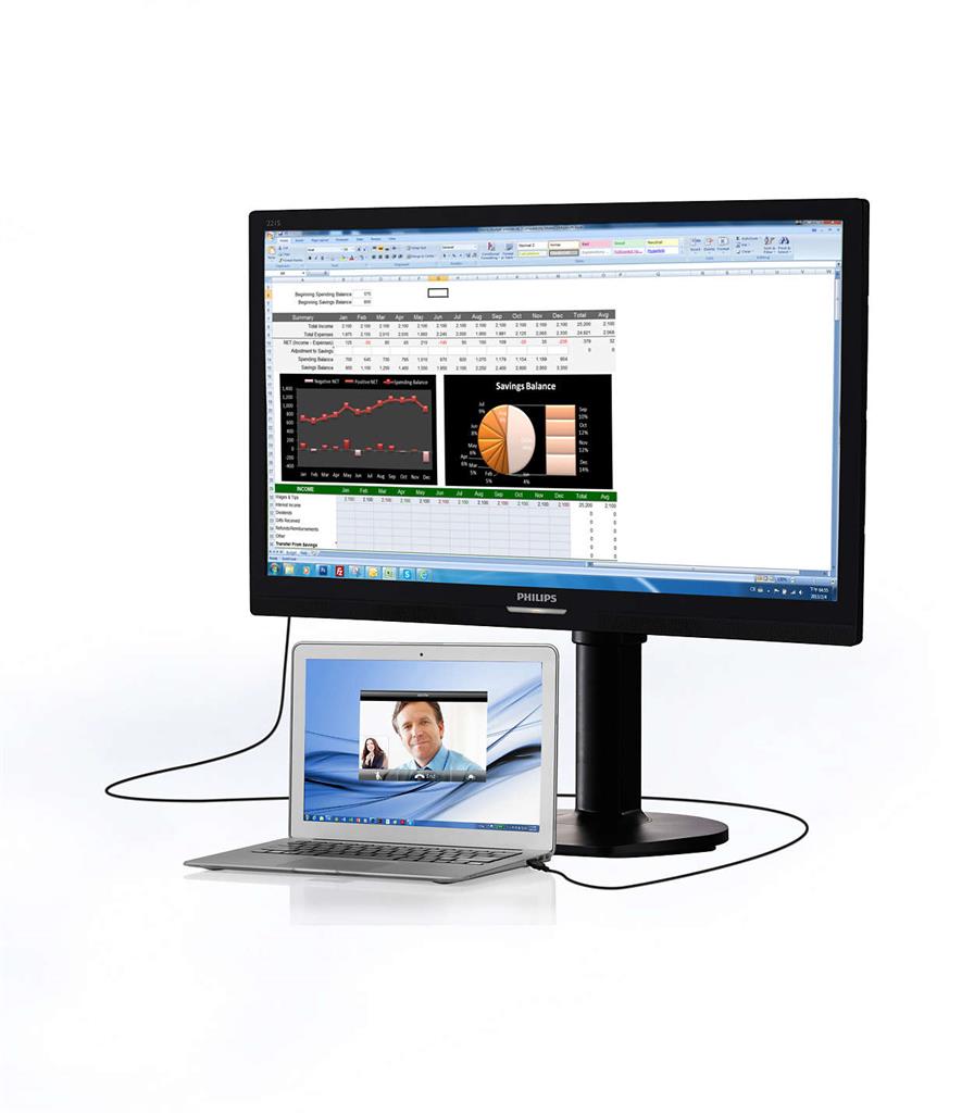 Monitor Philips 221S6QUMB 21.5'', IPS, USB
