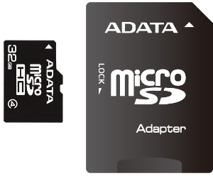 ADATA micro SDHC karta 32GB Class 4 + adaptÃ©r SDHC