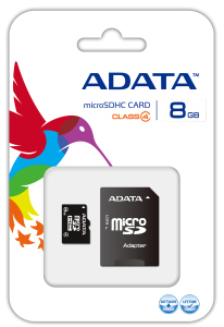 ADATA micro SDHC karta 8GB Class 4 + adaptÃ©r SDHC