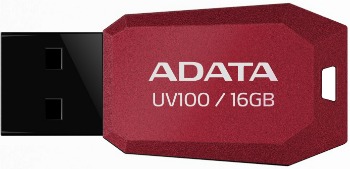 ADATA DashDriveâ¢ Series UV100 16GB USB 2.0 flashdisk, slim, ÄervenÃ½