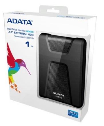ADATA HD650 DashDriveâ¢ Durable 1TB ext. HDD, USB3.0, shock proof, ÄernÃ½