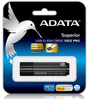 ADATA Superior series S102 PRO 64GB USB 3.0 flashdisk, Å¡edÃ½, hlinÃ­k, 50/100MB/s
