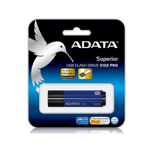 ADATA Superior series S102 PRO 64GB USB 3.0 flashdisk, modrÃ½, hlinÃ­k,