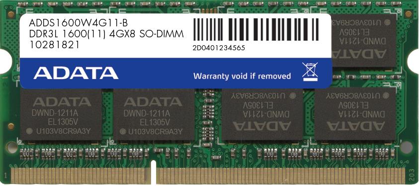 ADATA 8GB 1600MHz DDR3L CL11 SODIMM 1.35V Retail