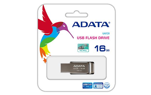 ADATA DashDriveâ¢ Series UV131 16GB USB 3.0 flashdisk, Å¡edÃ½
