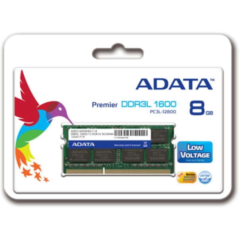 ADATA 8GB 1600MHz DDR3L CL11 SODIMM, 1.35V Single Tray