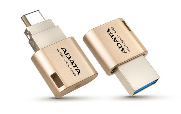 ADATA DashDriveâ¢ Series UC350 64GB USB 3.0 flashdisk, zlatÃ½
