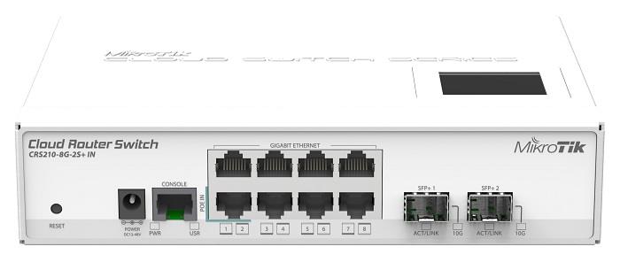 MikroTik CRS210-8G-2S+IN L5 8xGig LAN, 1xSFP/SFP+, 1xSFP+ LCD, Desktop case