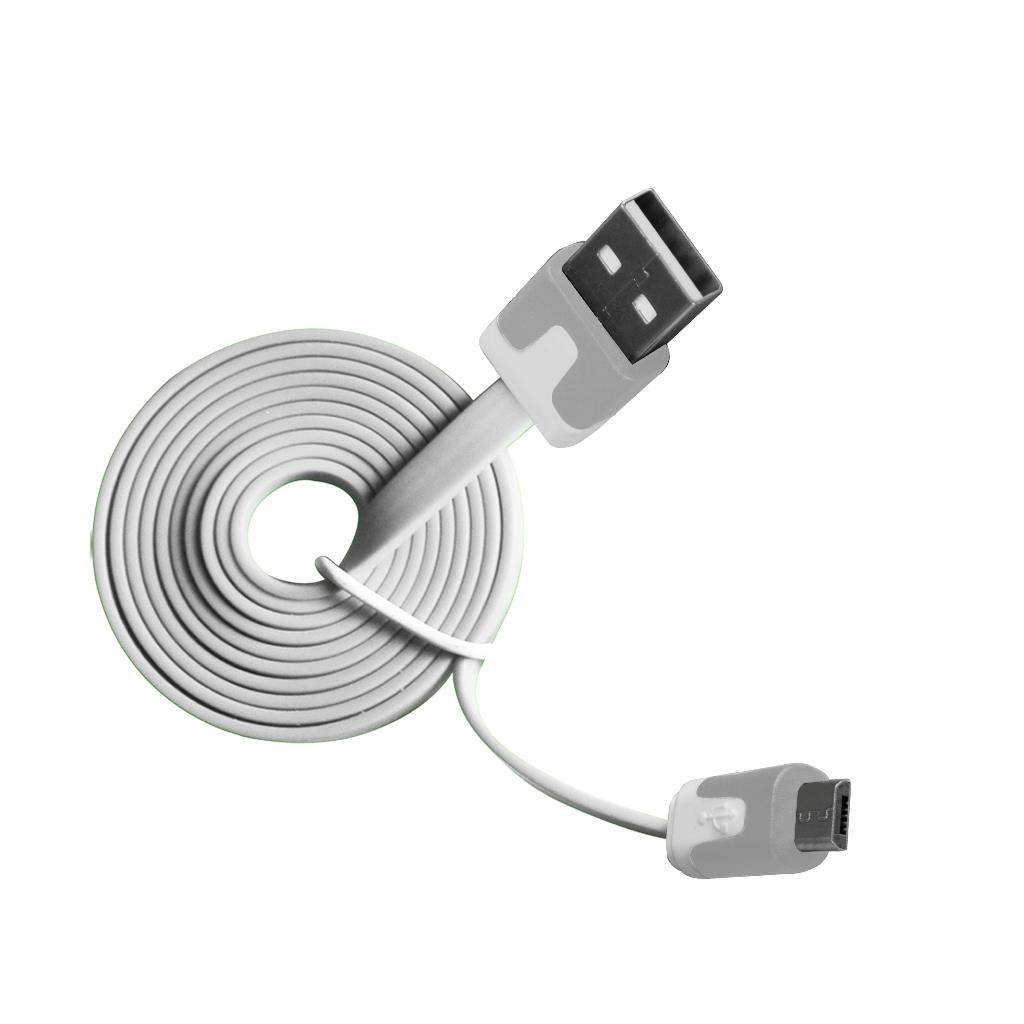 MSONIC microUSB kabel 2.0 A-B M/M 1m, plochÃ½ kabel, MLU527NW bÃ­lÃ½