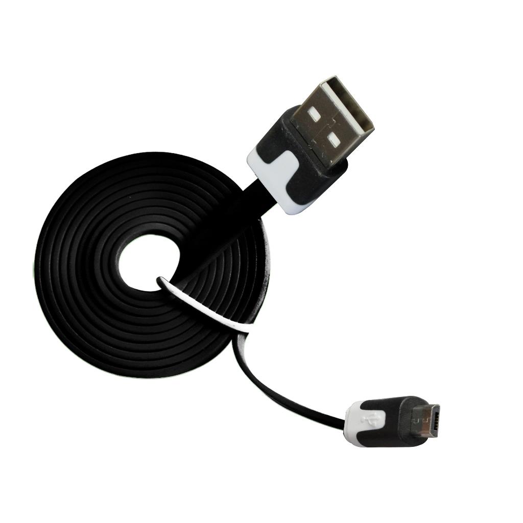MSONIC microUSB kabel 2.0 A-B M/M 1m, plochÃ½ kabel, MLU527NK ÄernÃ½