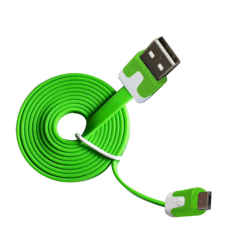 MSONIC microUSB kabel 2.0 A-B M/M 1m, plochÃ½ kabel, MLU527NE zelenÃ½