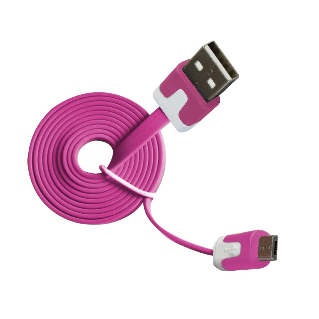 MSONIC microUSB kabel 2.0 A-B M/M 1m, plochÃ½ kabel, MLU527NP rÅ¯Å¾ovÃ½