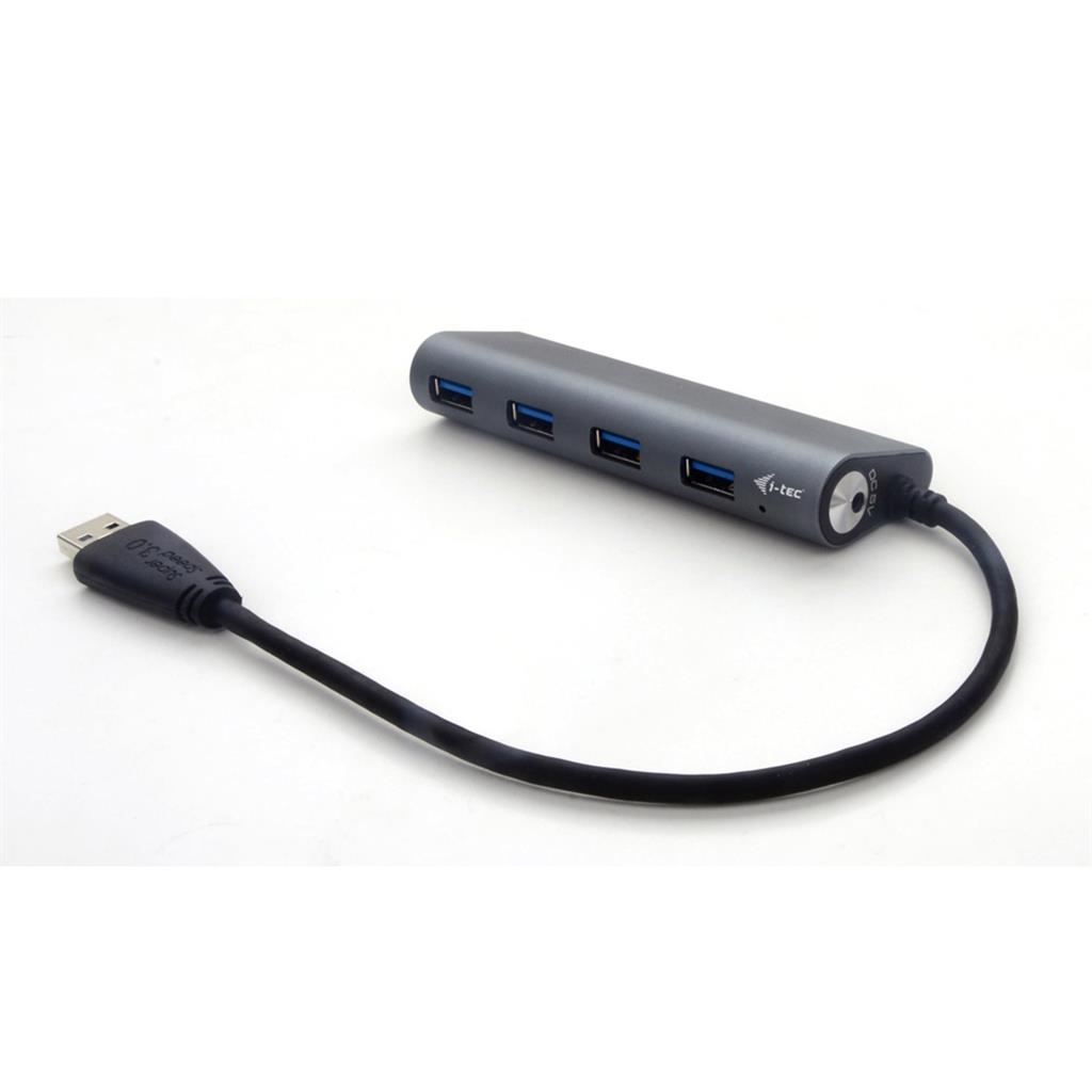 i-tec USB 3.0 Metal Charging HUB 4 Port s napÃ¡jecÃ­m adaptÃ©rem, 4x USB 3.0 nabÃ­je