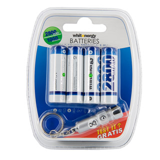 Whitenergy nabÃ­jecÃ­ baterie AA/R6 2800mAh 4ks - blister + mini baterka