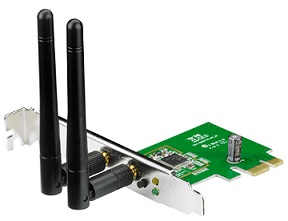 Asus PCE-N15 Wireless PCI-E card 802.11n, 300Mbps (2T2R), Realtek chipset