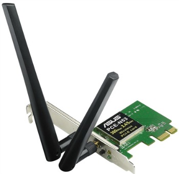 Asus PCE-N53 Wireless PCI-E card 802.11n, 600Mbps (2T2R)