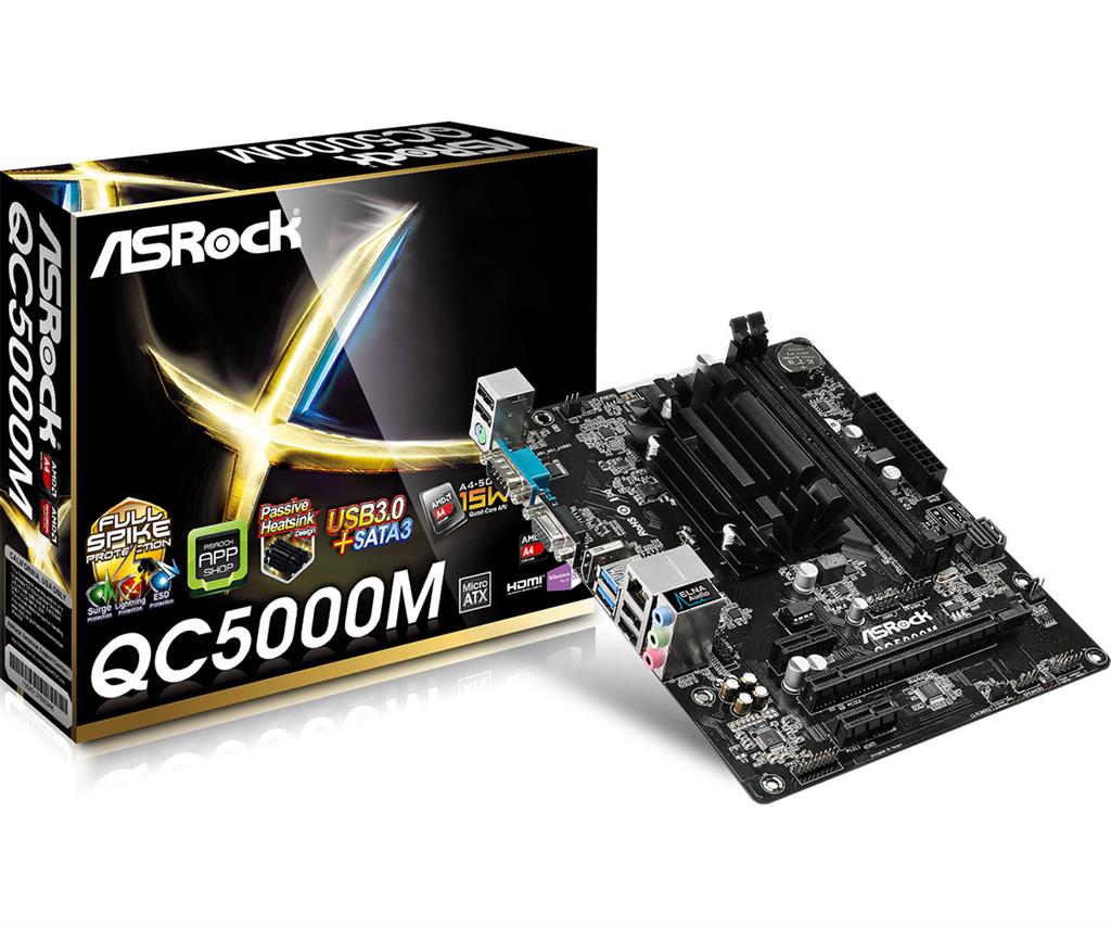 ASRock QC5000M, A4-5000, DDR3-1600, SATA3, HDMI, D-Sub, mATX