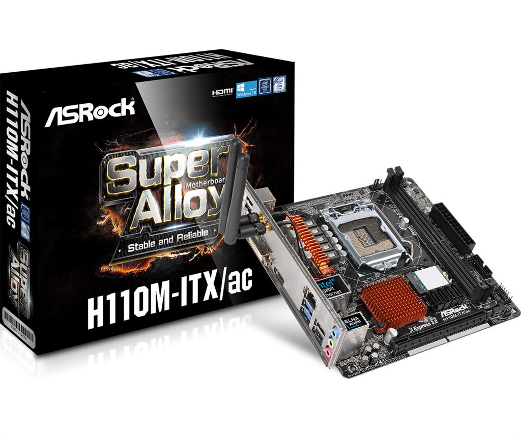 ASRock H110M-ITX/AC, H110, DualDDR4-2133, SATA3, M.2, HDMI, DVI, mITX