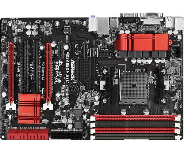 ASRock FM2A88X+ BTC, A88X Bolton-D4, DualDDR3-1600, SATA3, DVI, D-Sub, RAID, ATX