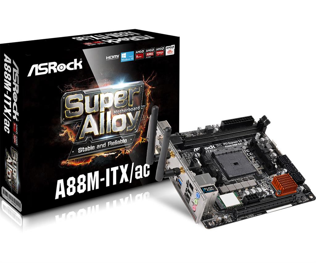 ASRock A88M-ITX/AC, A88X, DualDDR3-2133, SATA3, M.2, HDMI, DVI, D-Sub, mITX