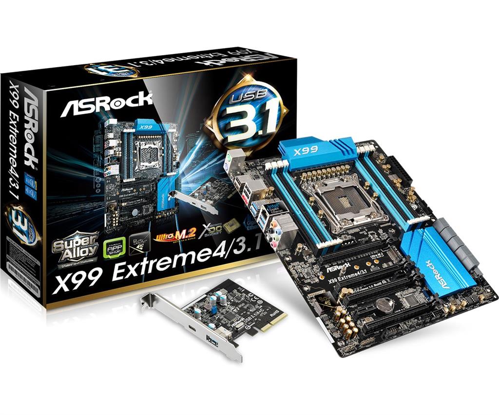 ASRock X99 Extreme4/3.1, X99, QuadDDR4-2133, 10x SATA3, RAID, USB 3.1, ATX