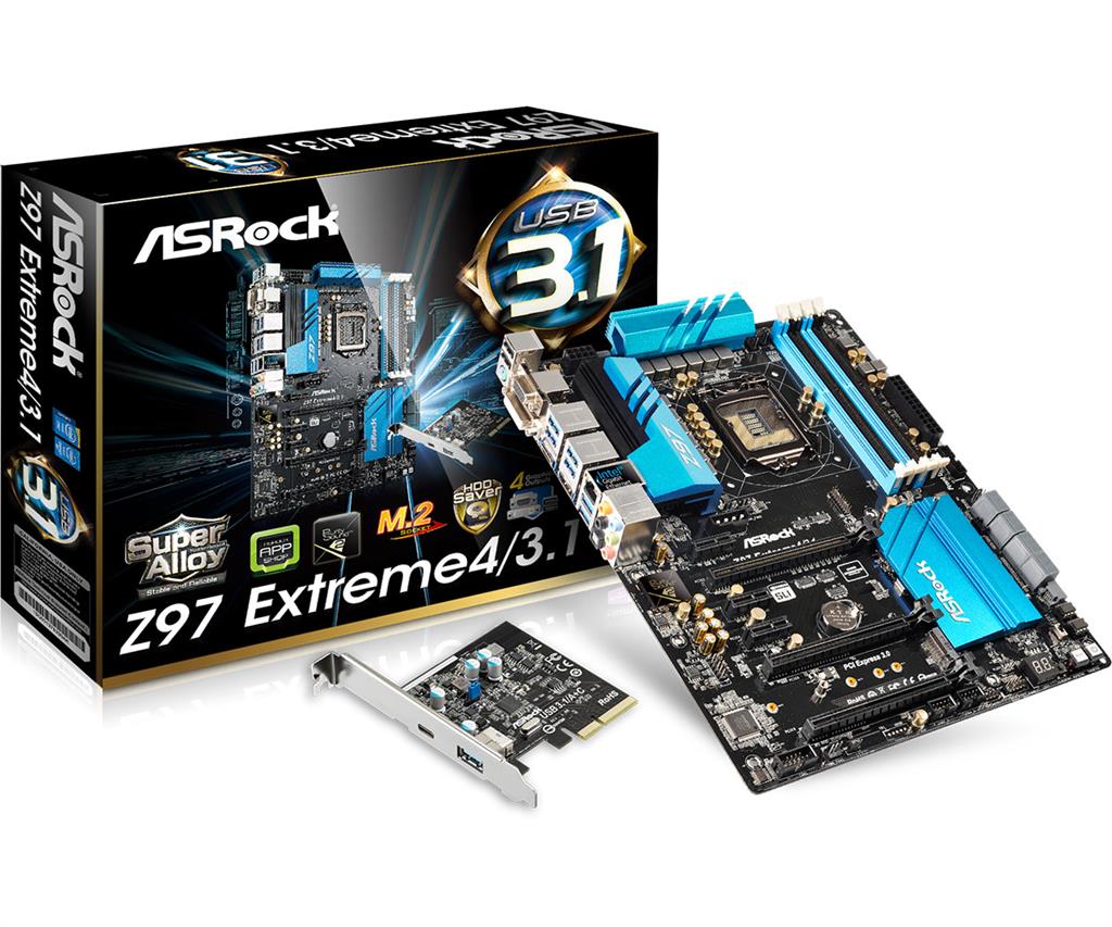 ASRock Z97 EXTREME4/3.1, Z97, DualDDR3-1600, SATA3, HDMI, DVI, VGA, USB 3.1, ATX