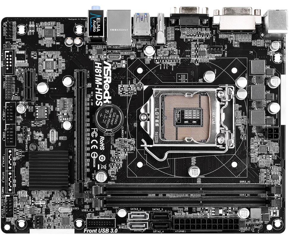 ASRock H81M-HDS R2.0, H81, DualDDR3-1600, SATA3, HDMI, DVI, D-Sub, mATX