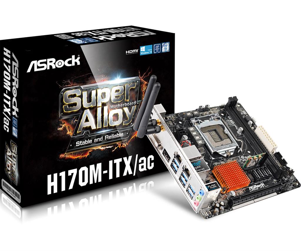 ASRock H170M-ITX/AC, H170, DualDDR4-2133, SATA3, mSATA, RAID, HDMI, DVI, mITX