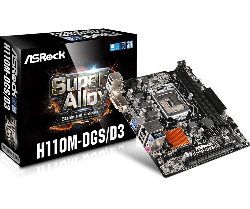 ASRock H110M-DGS/D3, H110, DualDDR3-1600, SATA3, DVI, mATX