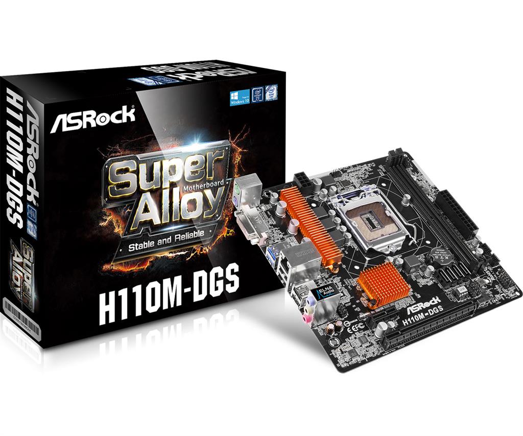 ASRock H110M-DGS, H110, DualDDR4-2133, SATA3, DVI, mATX