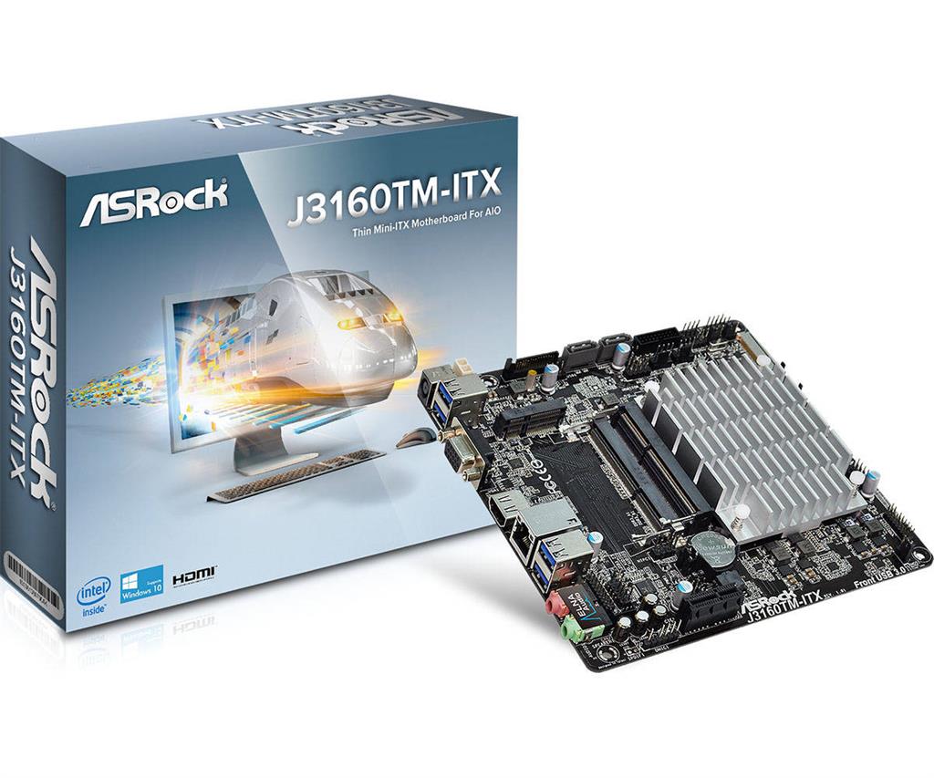ASRock J3160TM-ITX, J3160, DualDDR3-1600, SATA3, HDMI, D-Sub, USB 3.0, mITX