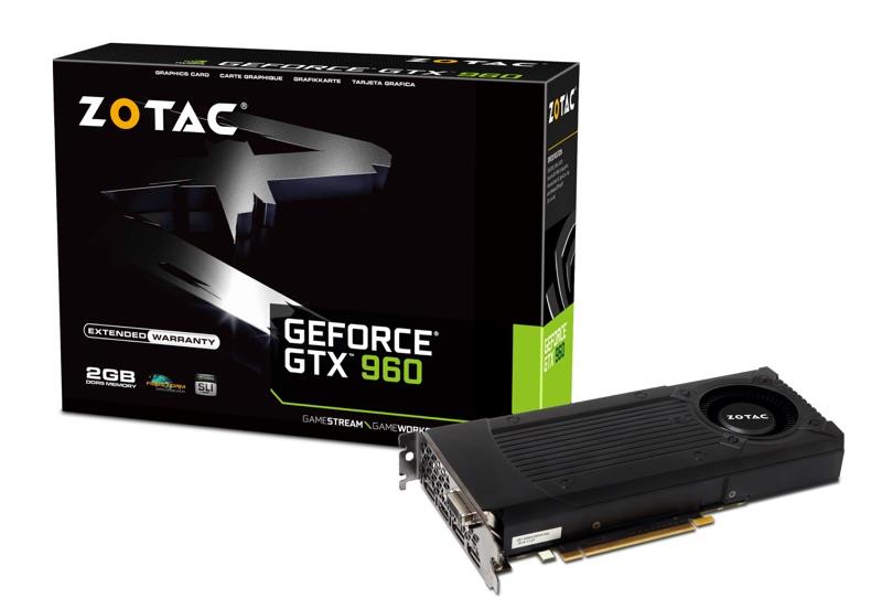 ZOTAC GeForce GTX 960 Blower, 2GB DDR5 (128 Bit), HDMI, DVI, 3xDP, Premium Pack