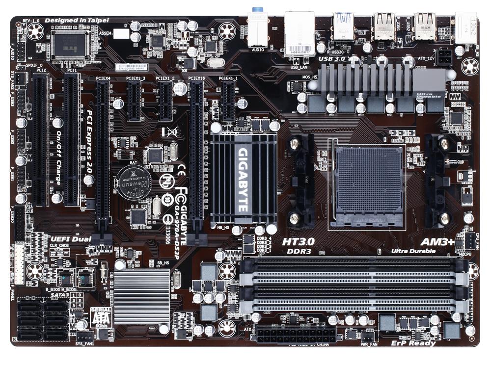 Gigabyte GA-970A-DS3P, 970, DualDDR3-1866, SATA3, RAID, ATX