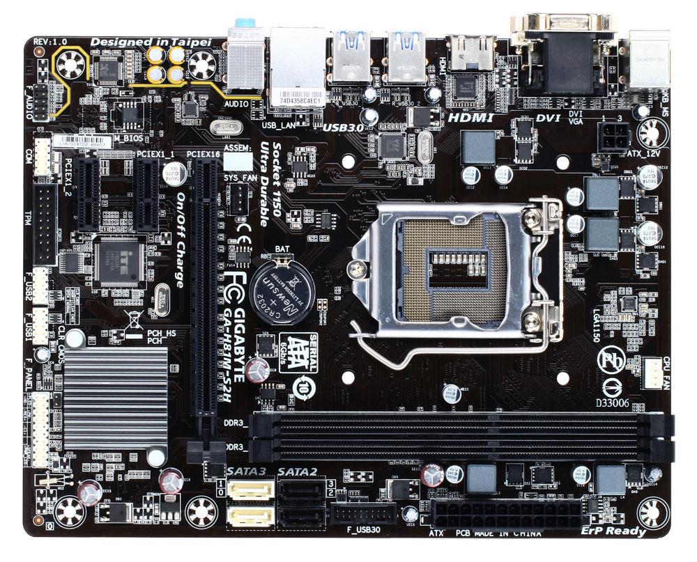 Gigabyte GA-H81M-S2H, H81, DualDDR3-1600, SATA3, HDMI, DVI, D-Sub, mATX