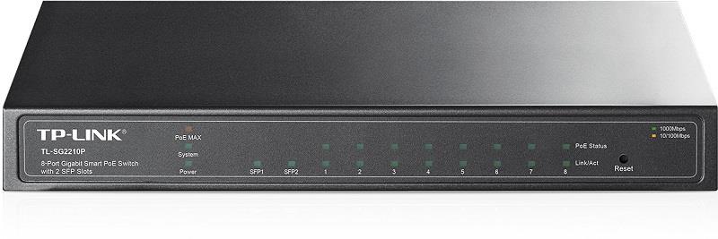 TP-Link TL-SG2210P Smart PoE Switch 8x 10/100/1000 + 2x SFP slots, 53W