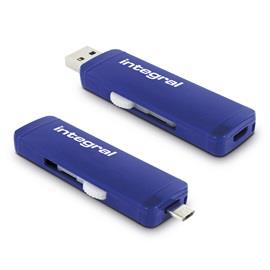 INTEGRAL Slide OTG 64GB USB 3.0 flashdisk, modrÃ½