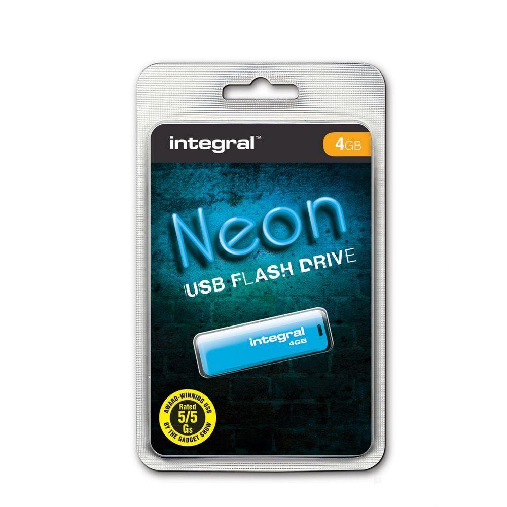 INTEGRAL Drive Neon 4GB USB 2.0 flashdisk, modrÃ½