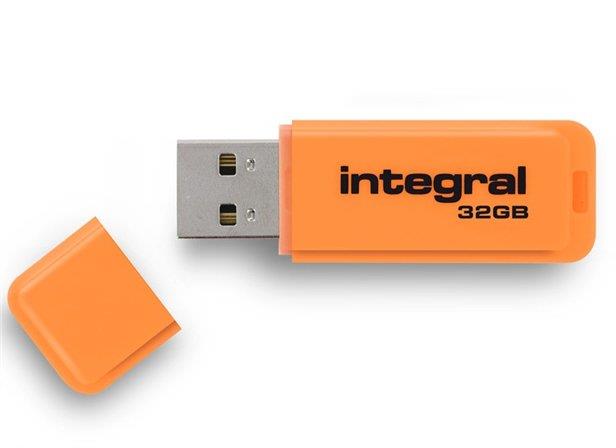 INTEGRAL Neon 32GB USB 2.0 flashdisk, oranÅ¾ovÃ½