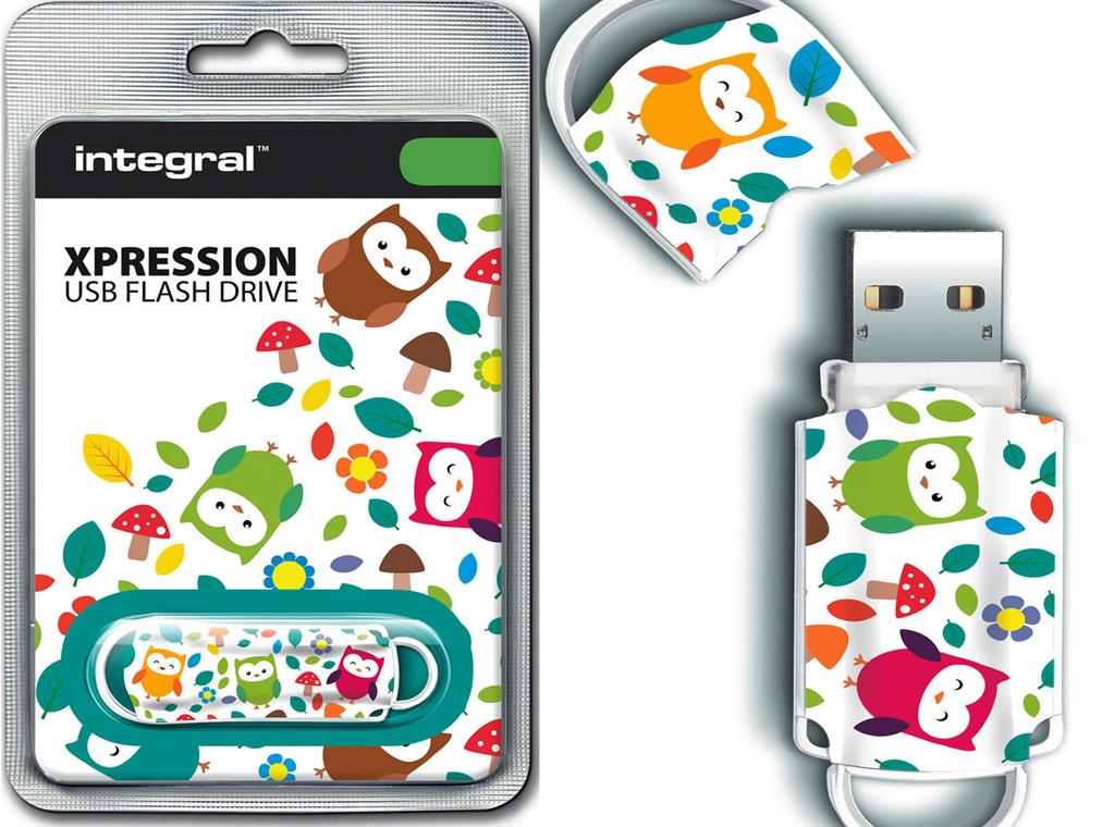 INTEGRAL Xpression 16GB USB 2.0 flashdisk, vzor sovy