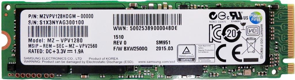 SSD Samsung NVMe SM951 128GB M.2 PCIe 3.0, 2000/650MBs, IOPS 300k/83K