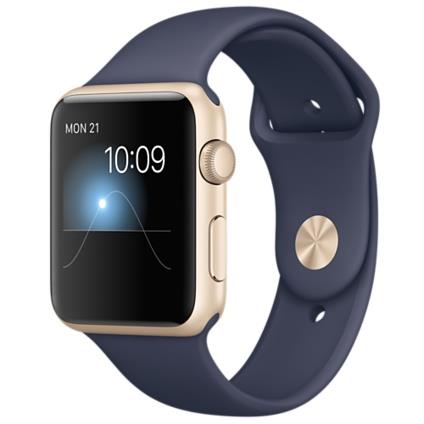 Apple Watch Sport 42mm Gold Aluminium Case with Midnight Blue Band