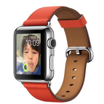 Apple Watch 38mm Stainless Steel Case with Red Classic Buckle