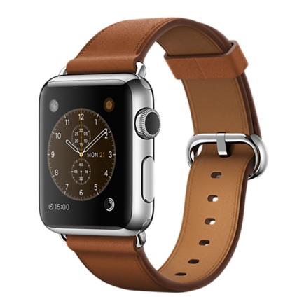 Apple Watch 42mm Stainless Steel Case with Saddle Brown Classic Buckle