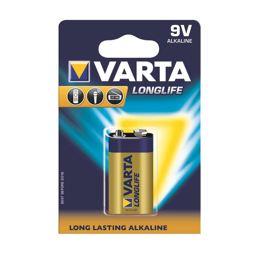 VARTA alkaline batteries Hi-voltage 9V (typ 6LR61) 1pcs longlife