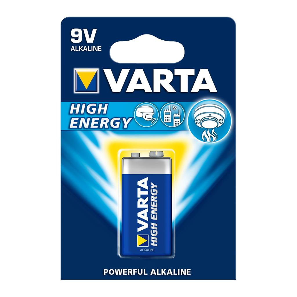 VARTA alkaline batteries Hi-voltage 9V (typ 6LR61) 1pcs high energy
