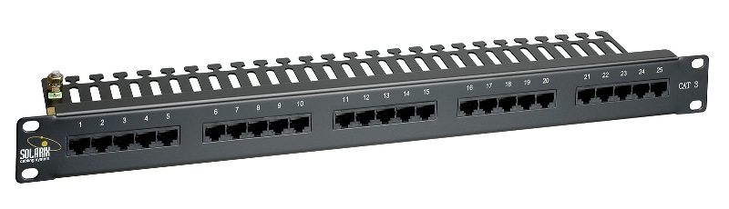 Solarix ISDN panel 25 x RJ45 černý 1U