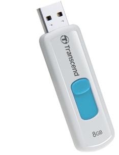 Transcend JetFlash 530 flashdisk 8GB USB 2.0, vÃ½suv.konektor, bÃ­lÃ½