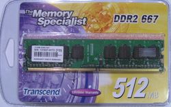 Transcend 512MB 667MHz DDR2 CL5 DIMM