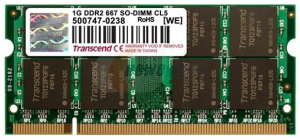 Transcend JetRam 1GB 667MHz DDR2 CL5 SODIMM (pro NTB)